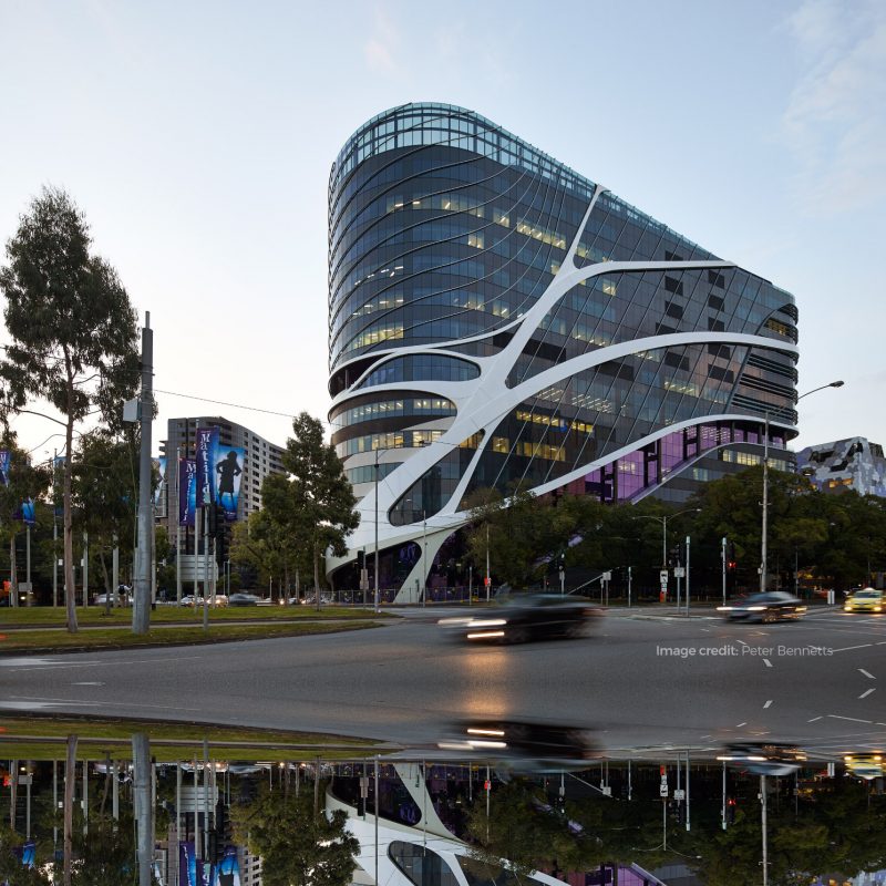 External photograph of the VCCC building in the Melbourne Biomedical Precinct